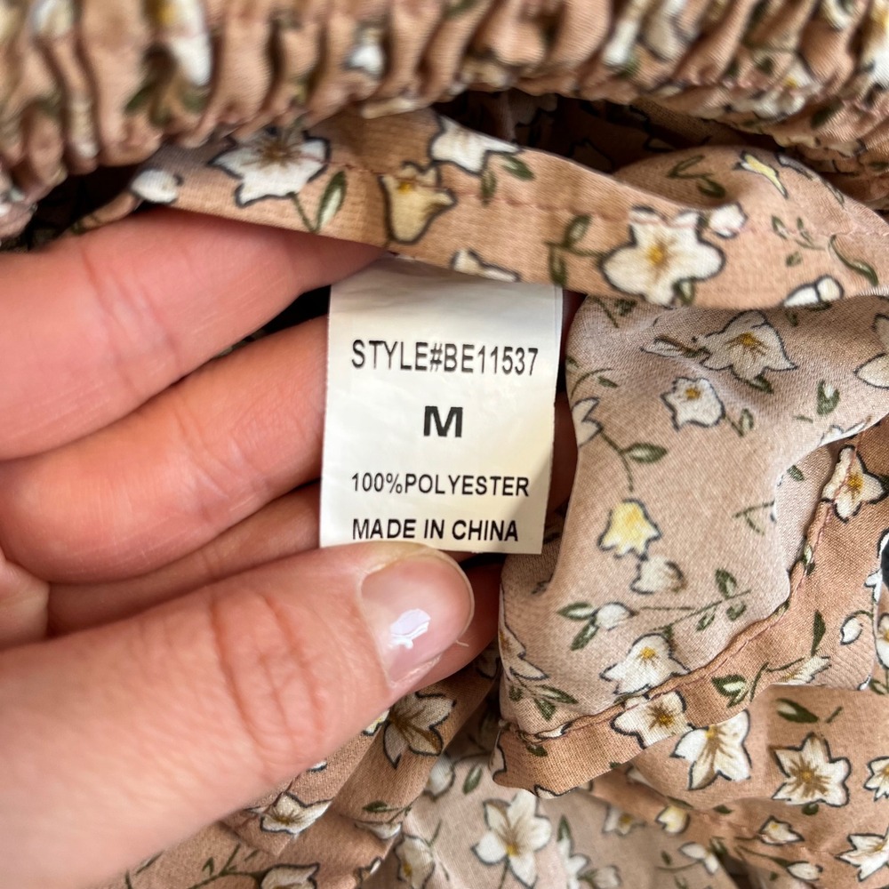 ⭐️3 for $30 Paper Moon Floral Smocked Peplum Summer Tank Top Mauve Pink Sz M - Picture 7 of 10